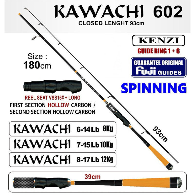 KENZI KAWACHI 602 Fuji Guides Spinning Casting 6-14lbs 7-15lbs 8-17lbs - Joran Stik Pancing