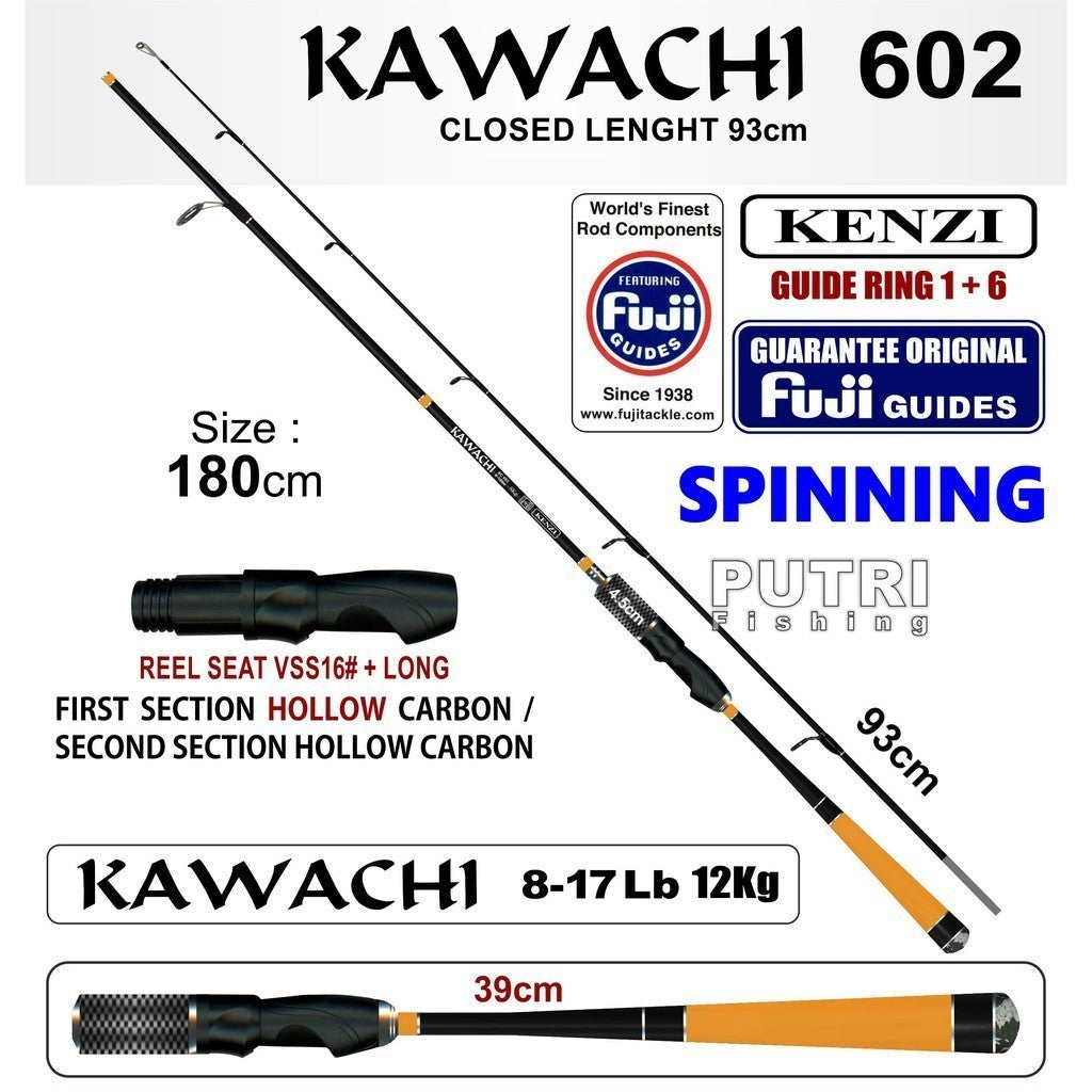 KENZI KAWACHI 602 Fuji Guides Spinning Casting 6-14lbs 7-15lbs 8-17lbs - Joran Stik Pancing