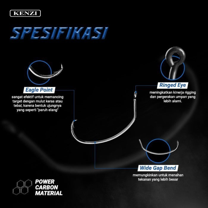 MATA KAIL KENZI PRAWN RING HOOK 103 POWER CARBON EXTREMELY STRONG AND SHARP