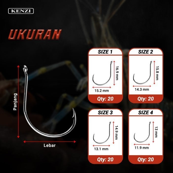 MATA KAIL KENZI PRAWN RING HOOK 101 POWER CARBON EXTREMELY STRONG AND SHARP