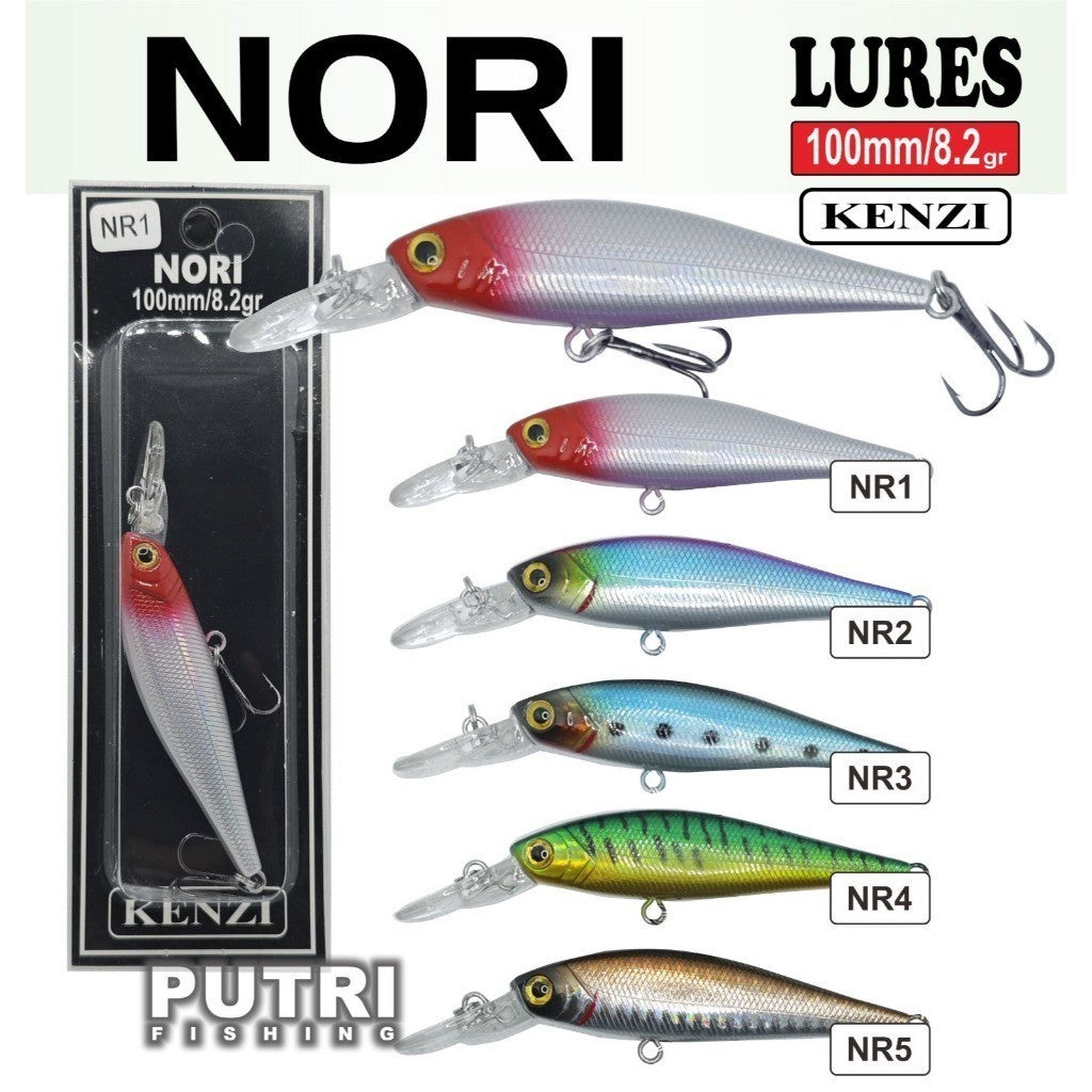 KENZI NORI  100mm 8.2gr - Umpan Pancing MINNOW FLOATING Lure Mancing Tiruan Ikan Air Laut & Tawar Hard Bait