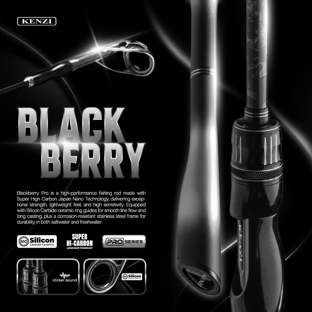 JORAN KENZI BLACKBERRY PRO 602 SiC Guide Stainless Frame Anti Korosi Carbon Nano Solid 1.8m 5-12lbs 6-14lbs 7-15lbs 8-17lbs dan 10-20lbs Spinning