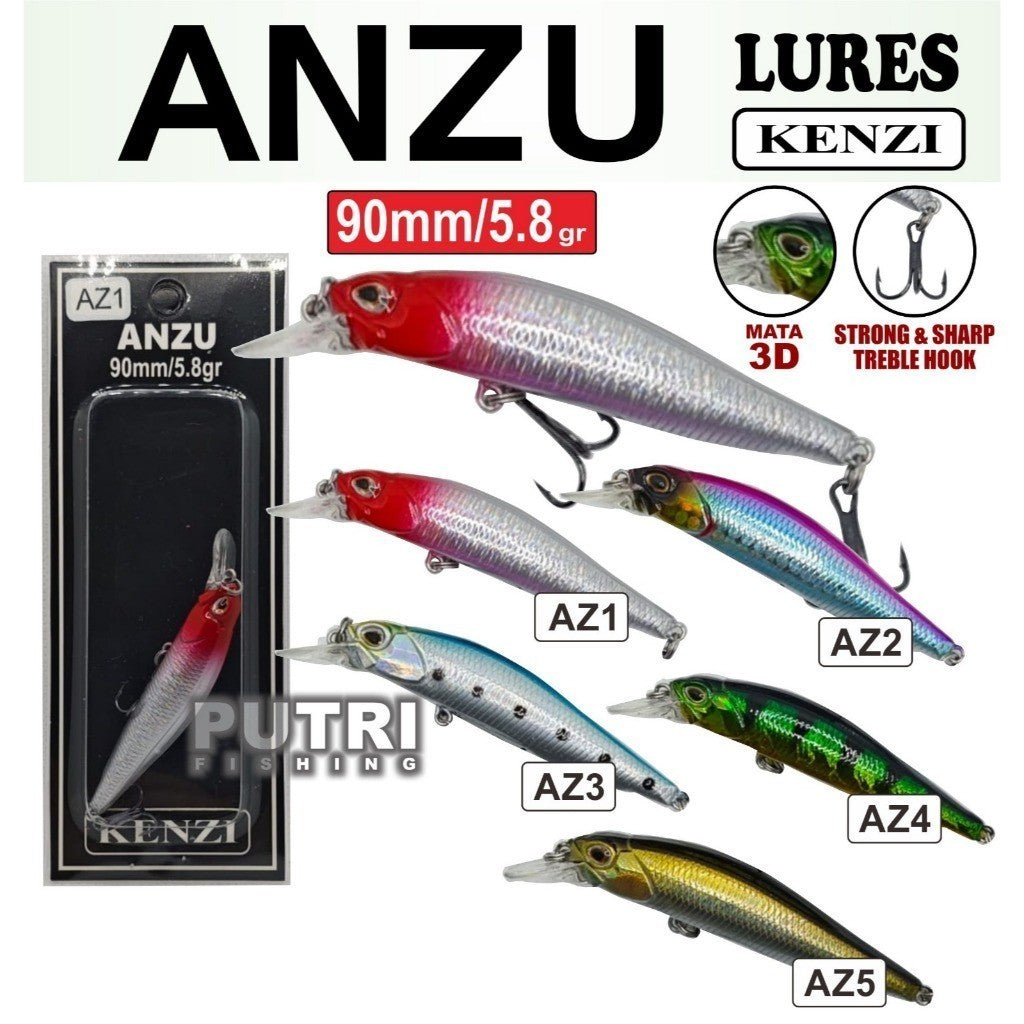 KENZI ANZU  90mm 5.8gr - Umpan Pancing Lure Mancing Tiruan Ikan Air Laut & Tawar Hard Bait