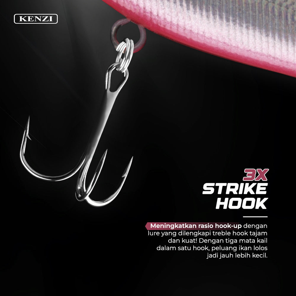 Umpan LURE KENZI JASMINE 60mm 5.8gr - FLOATING Lures Umpan Gabus Nila Sepat Treble Hook Size 8 Tajam