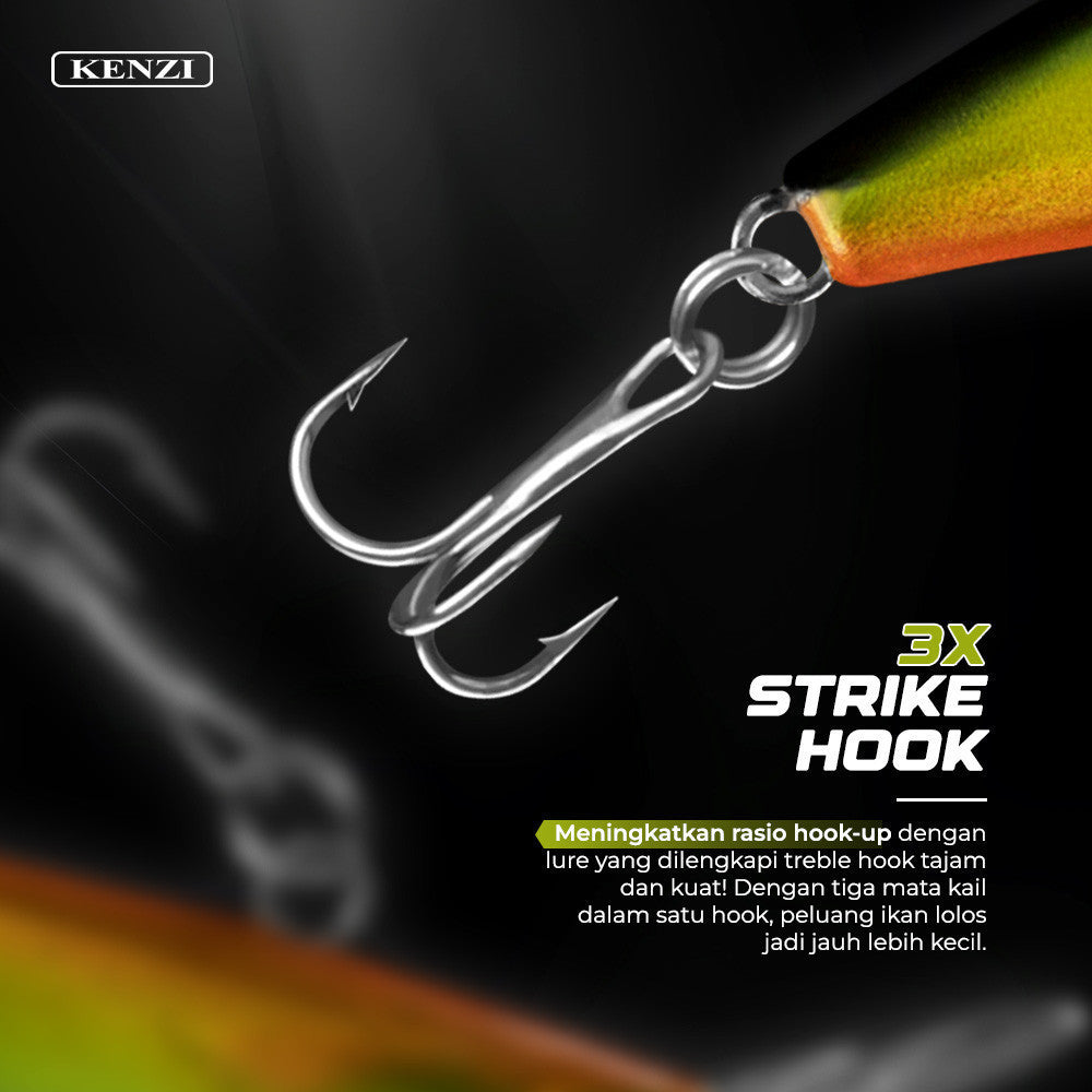 KENZI CASTUS  55mm 62gr - Umpan Pancing MINNOW SINKING Lure Mancing Tiruan Ikan Air Laut & Tawar Hard Bait