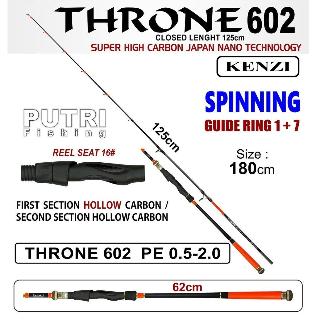 KENZI THRONE 602 Spinning Jigging PE0.5-2.0 - Joran Stik Pancing