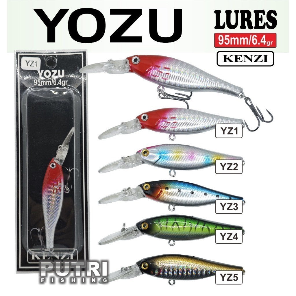 KENZI YOZU  95mm 6.4gr - Umpan Pancing MINNOW FLOATING Lure Mancing Tiruan Ikan Air Laut & Tawar Hard Bait