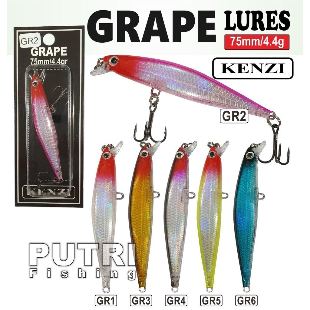 KENZI GRAPE 75mm 4.4gr - Umpan Pancing Lure Mancing Tiruan Ikan Air Laut & Tawar Hard Bait