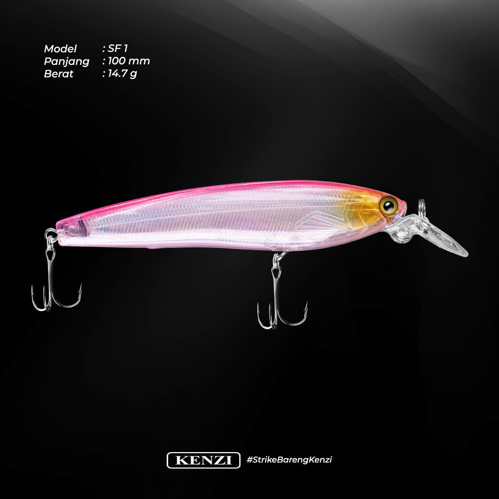 Umpan LURE KENZI SAFRON 100mm 14.7gr - FLOATING Lures Panjang with Treble Hook size 6 Umpan Pancing Gabus & Predator Ikan Air Tawar Laut
