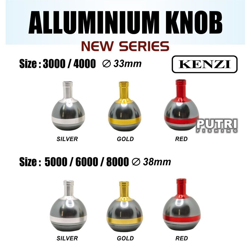 KENZI ALLUMINIUM KNOB BULAT NEW SERIES - Untuk dipasang di Handle Reel Gulungan Pancing