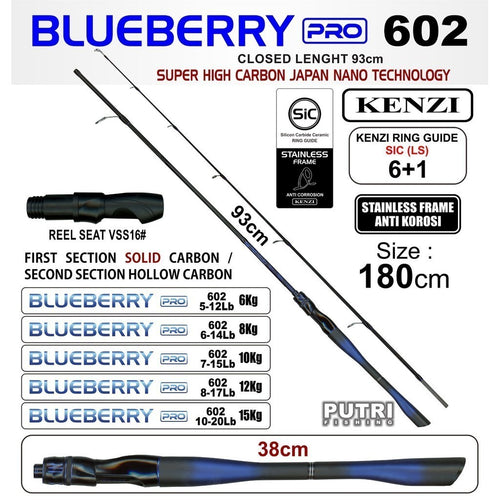 Joran KENZI BLUEBERRY PRO 602 Spinning 180cm Solid Tip Carbon Ring SiC