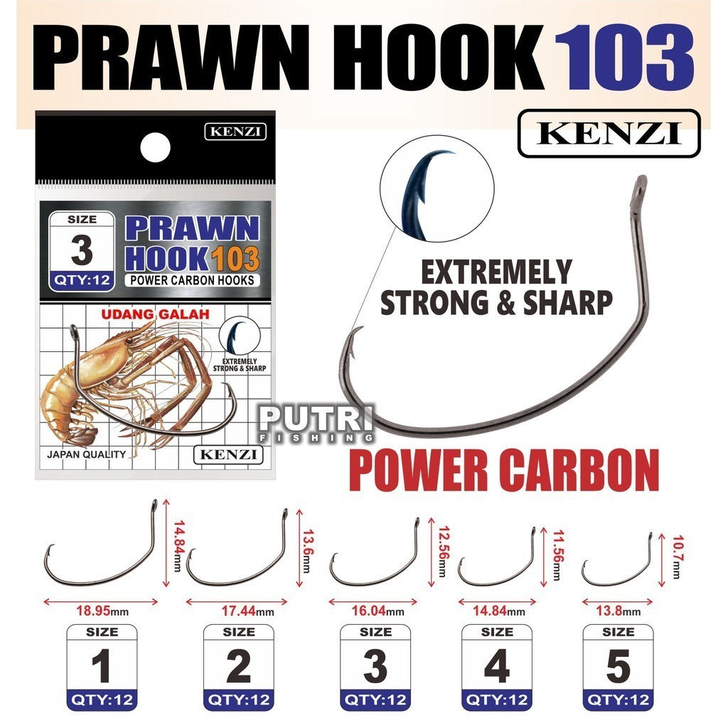 MATA KAIL KENZI PRAWN RING HOOK 103 POWER CARBON EXTREMELY STRONG AND SHARP