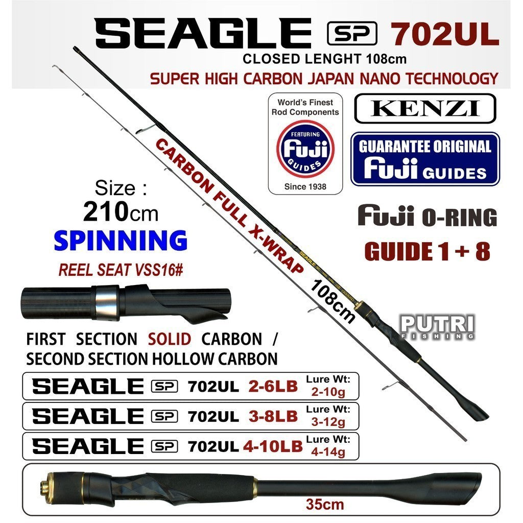 JORAN KENZI SEAGLE 602 702 Ultralight Spinning Baitcasting 180cm 210cm Full X-Wrap Solid Carbon Fuji Guides 2-6lbs 3-8lbs 4-10lbs  BC SPIN