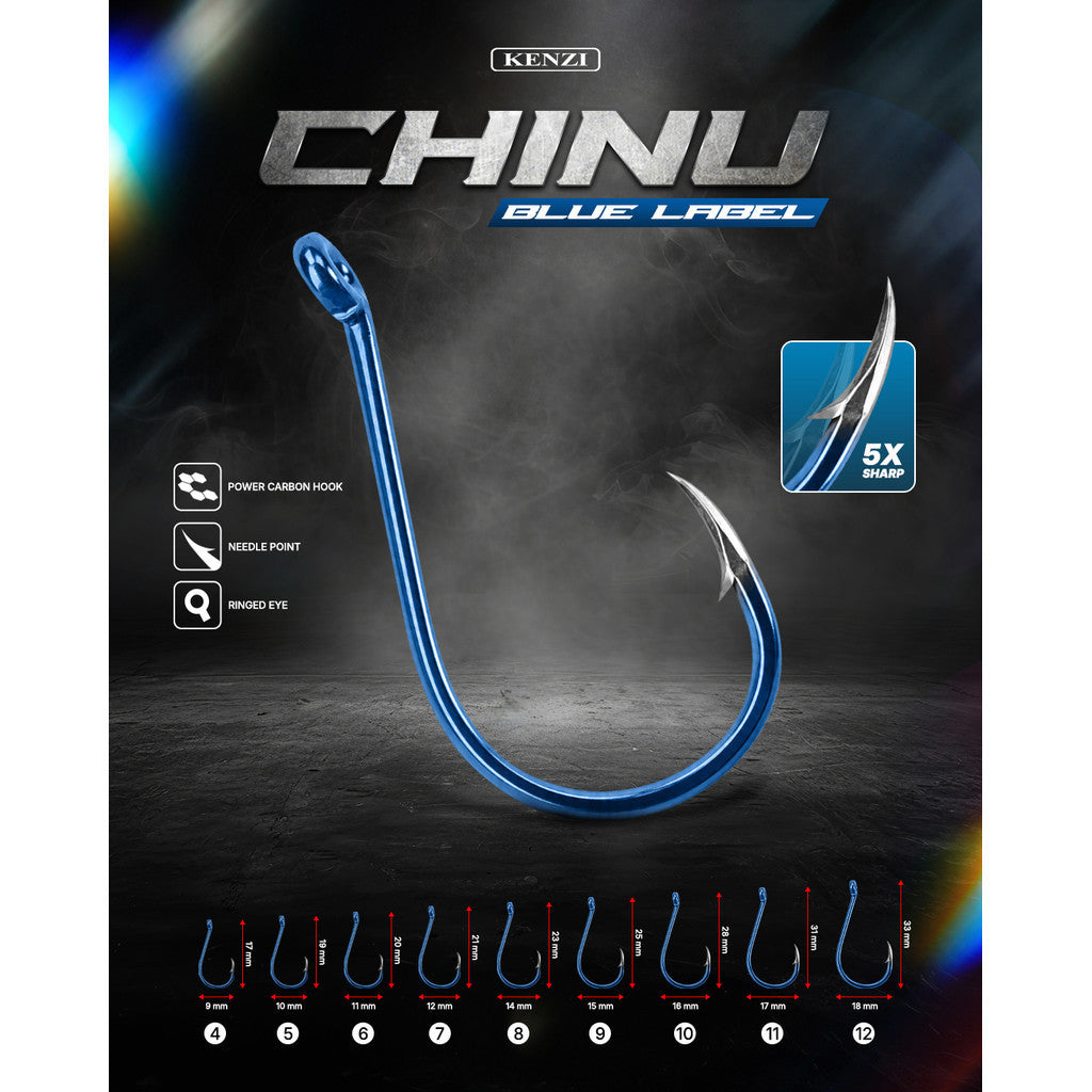 MATA KAIL KENZI CHINU RING BLUE LABEL 5X LIPAT KETAJAMAN POWERFULL CARBON HOOKS Pancing