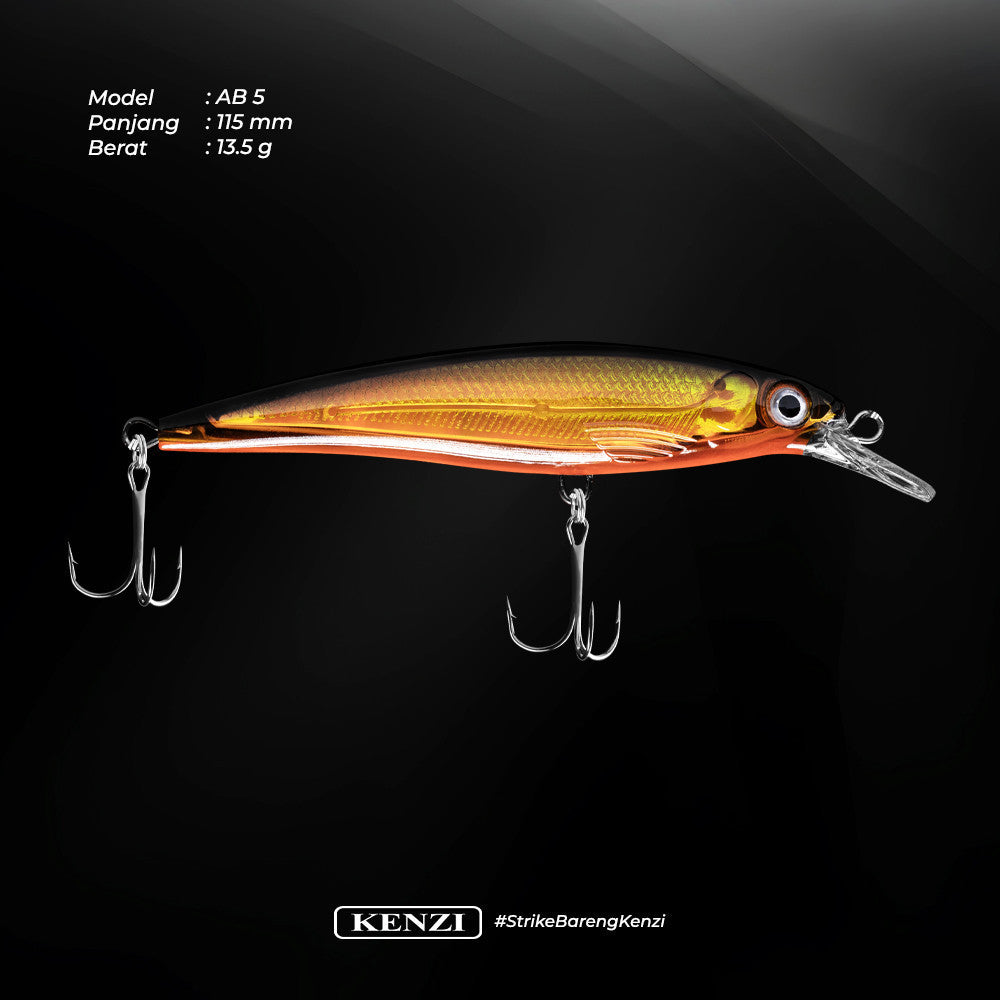 KENZI ALBA LURES Floating Minnow 115mm Umpan Pancing Casting Barramundi GT MJ Floating Hampala Sebarau Minnow