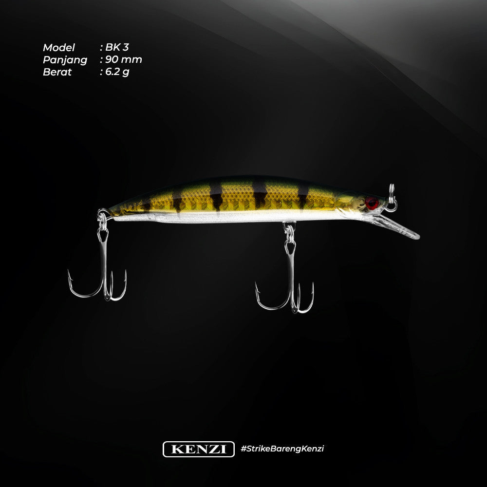 KENZI BAZOKA 90mm 6.2gr - Umpan Pancing Lure Mancing Tiruan Ikan Air Laut & Tawar Hard Bait