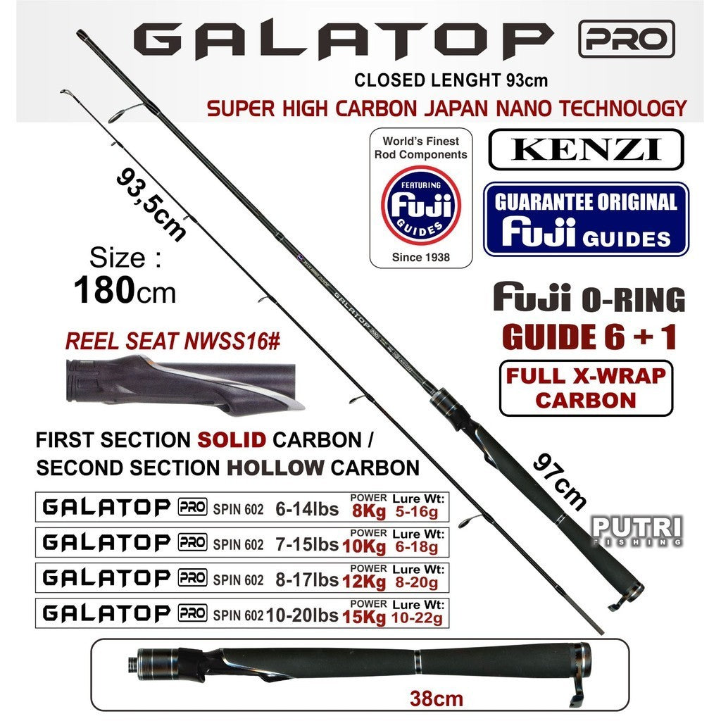 JORAN KENZI GALATOP PRO 602 Spinning Ring Fuji Solid Tip Carbon X-Wrap 5-12lbs 6-14lbs 7-15lbs 8-17lbs 10-20lbs Casting