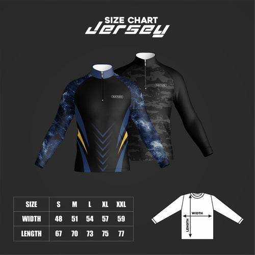 Jersey Mancing KENZI – Lengan Panjang Anti Panas, Pilihan Ukuran S - XXL, Nyaman Dipakai, Desain Sporty Modern