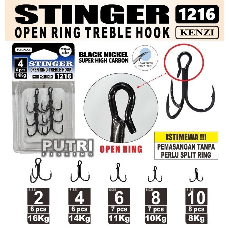 MATA KAIL STINGER OPEN RING TREBLE HOOK 1216