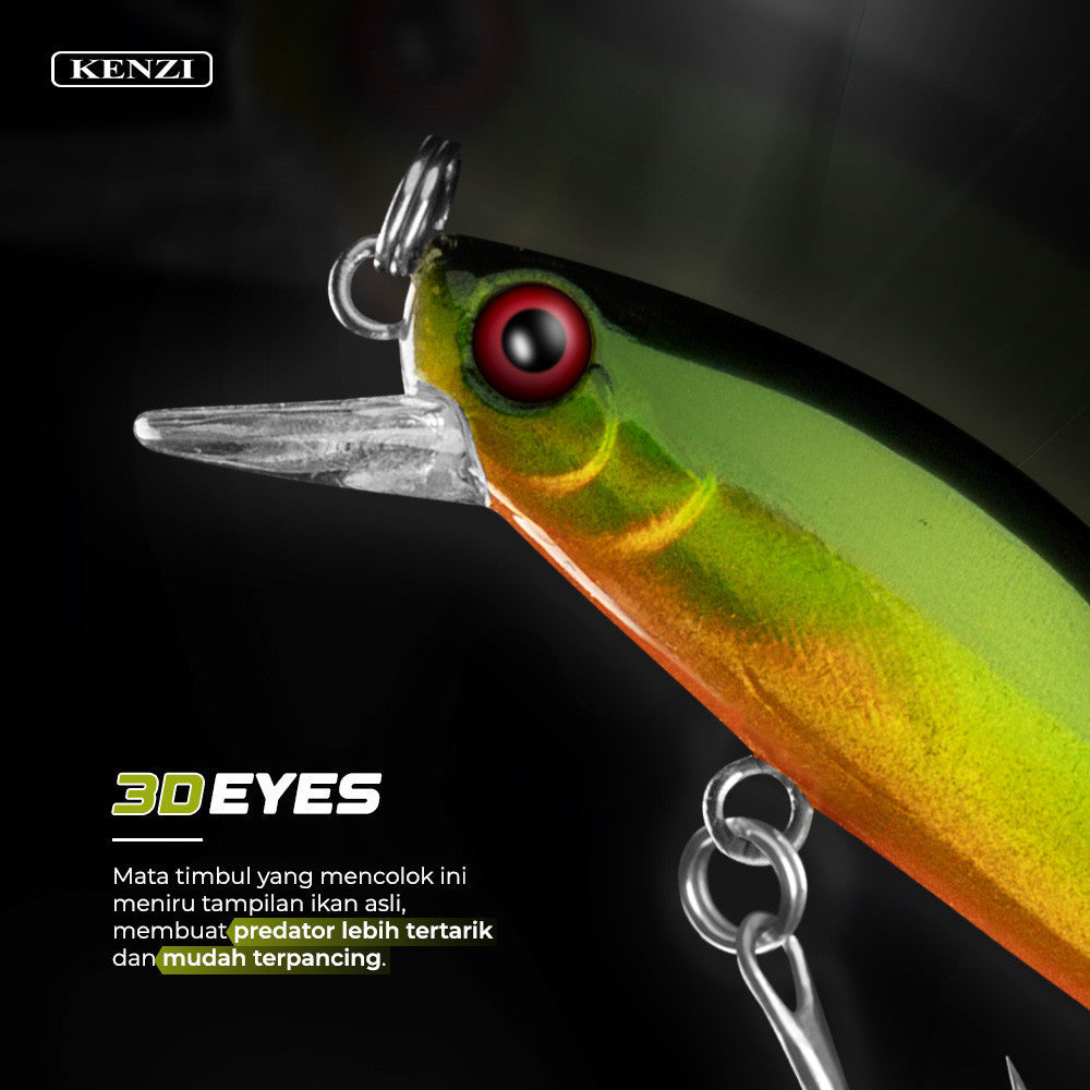 KENZI CASTUS  55mm 62gr - Umpan Pancing MINNOW SINKING Lure Mancing Tiruan Ikan Air Laut & Tawar Hard Bait