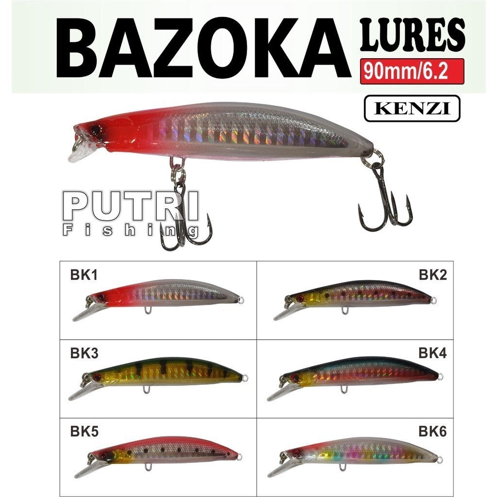 KENZI BAZOKA 90mm 6.2gr - Umpan Pancing Lure Mancing Tiruan Ikan Air Laut & Tawar Hard Bait