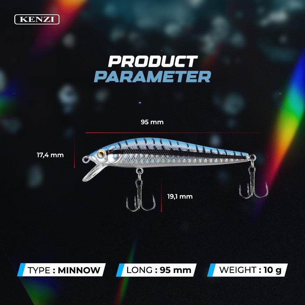 KENZI MOKA  95mm 10gr - Umpan Pancing Lure Mancing Tiruan Ikan Air Laut & Tawar Hard Bait