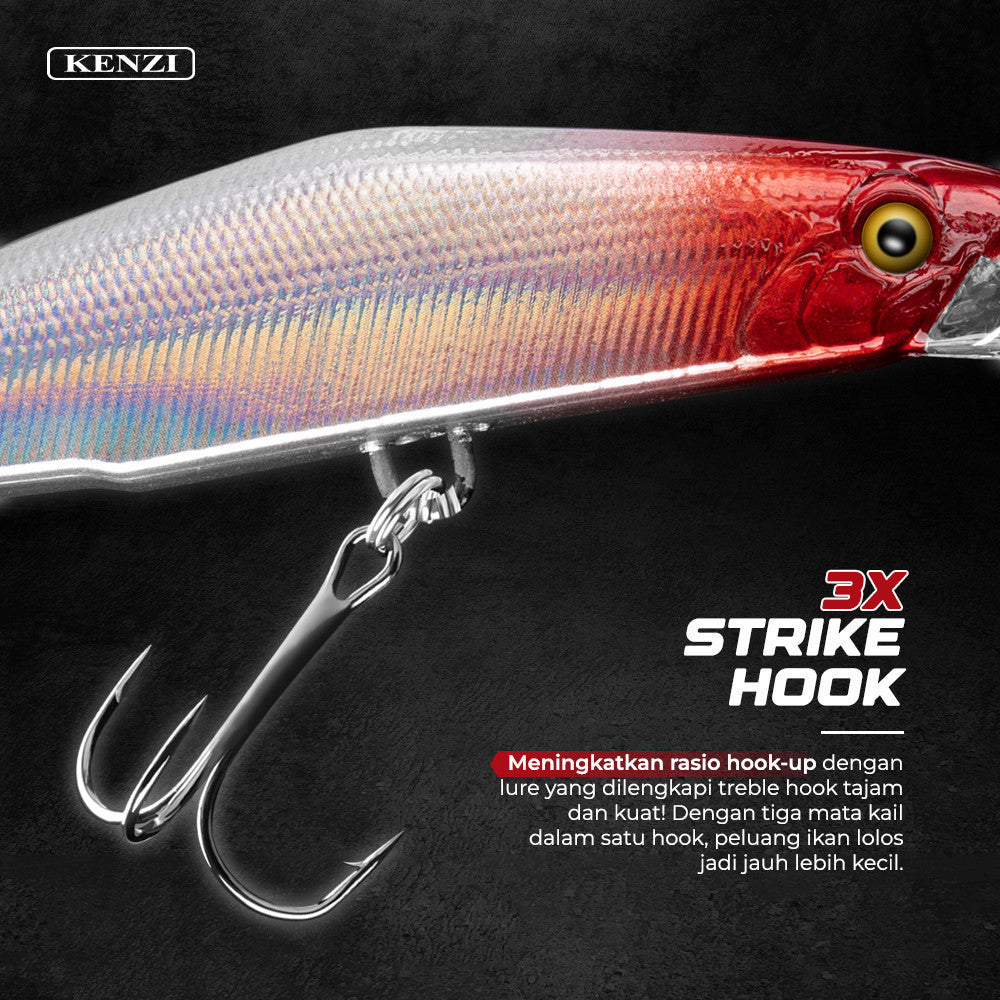 Umpan LURE KENZI PEARL 65mm 7gr - SINKING Lures Umpan Pancing Tenggelam Ikan Predator Galatama Sungai Hook Treble Hook Size 8 Tajam