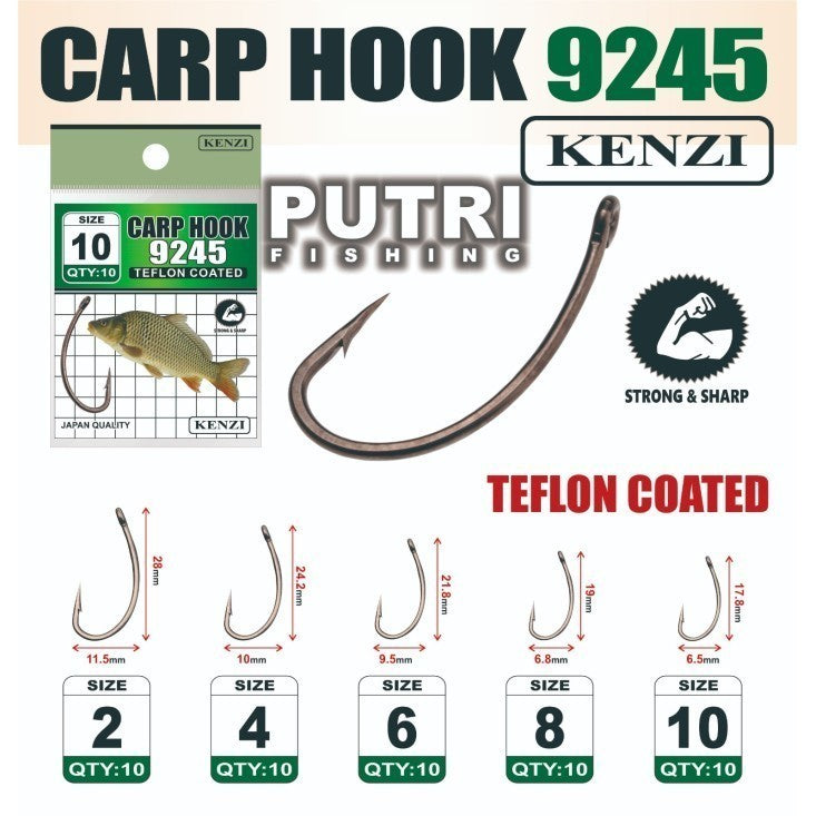 MATA KAIL KENZI CARP HOOK 9245 TEFLON COATED SACHET