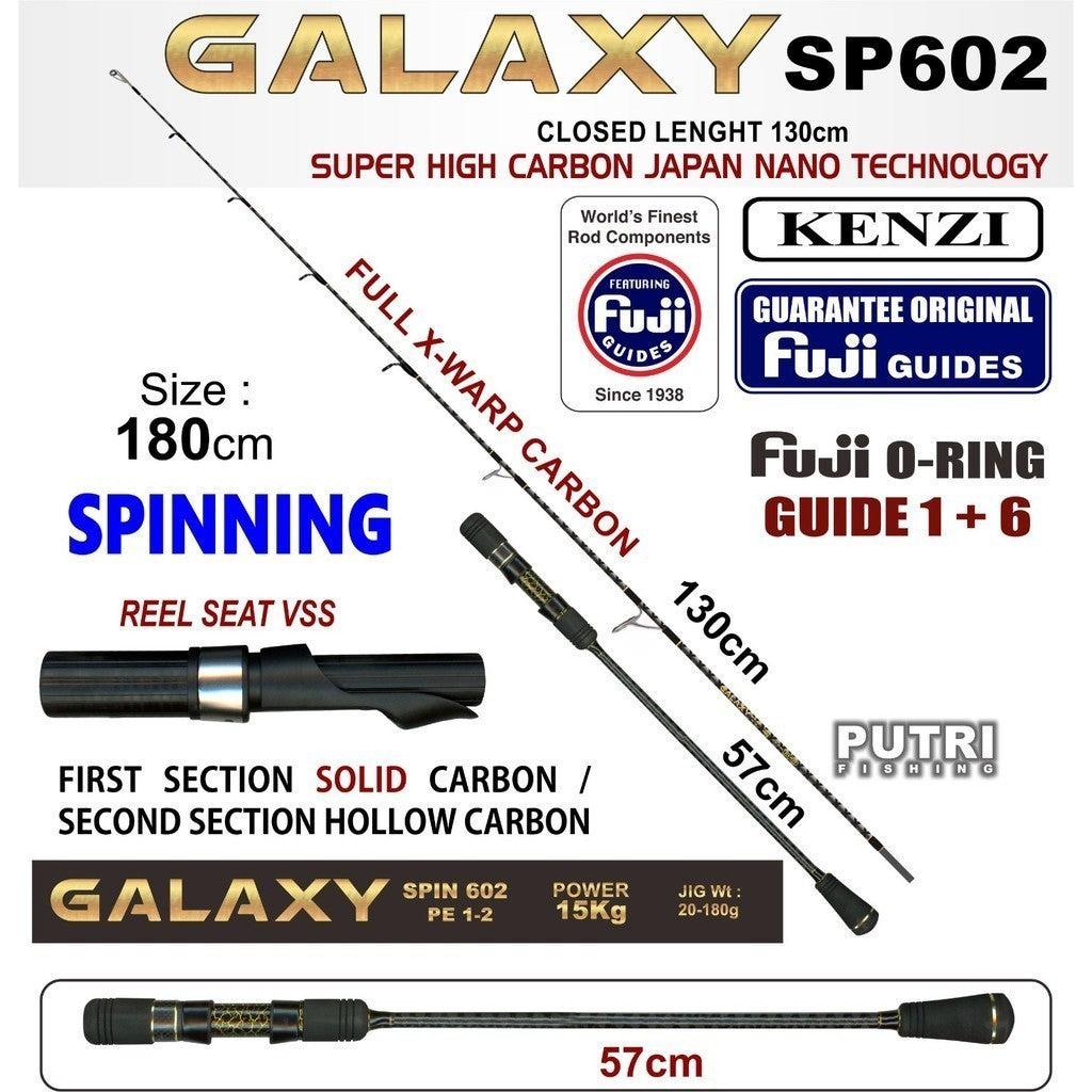 Joran Kenzi GALAXY SP602 Spinning Nano Carbon Japan Technology Fuji Guides Full X Warp Carbon Power Up To 25Kg