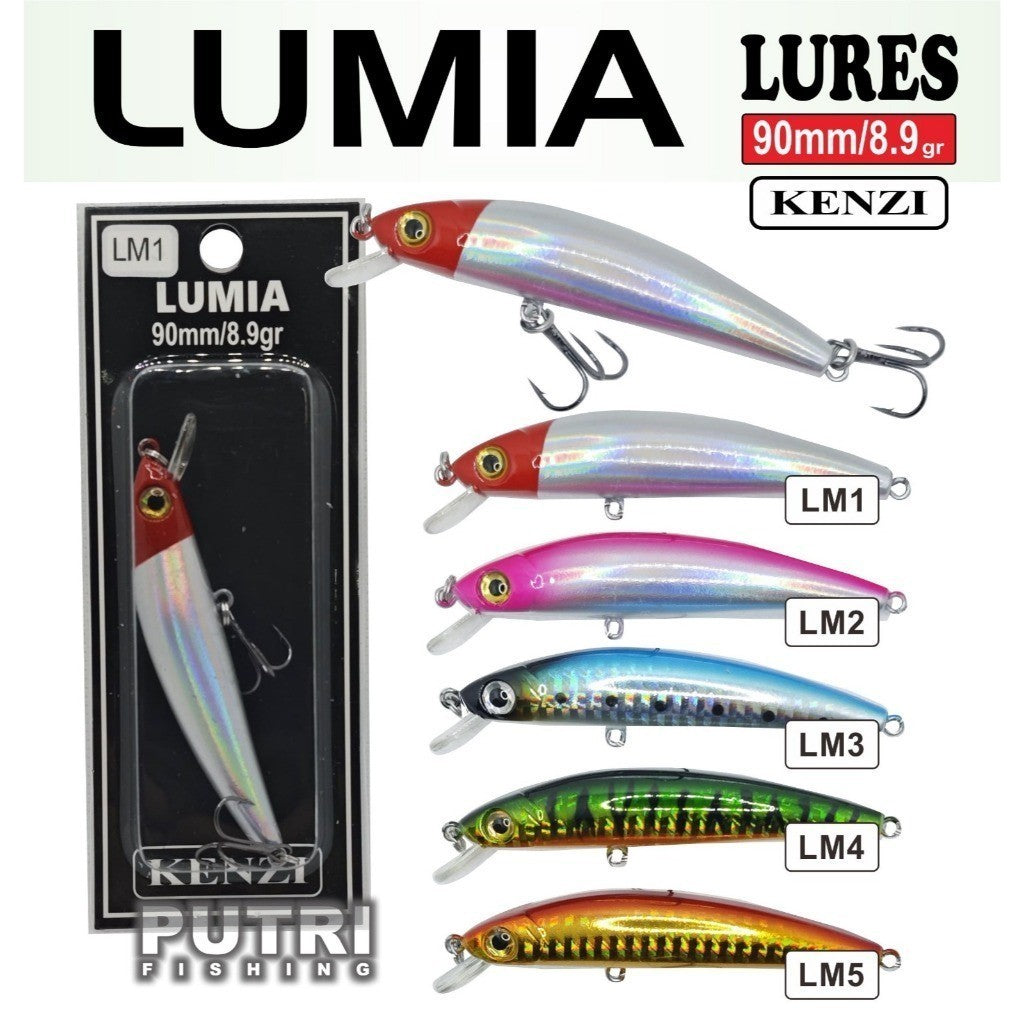 KENZI LUMIA  90mm 8.9gr - Umpan Pancing MINNOW SINKING Lure Mancing Tiruan Ikan Air Laut & Tawar Hard Bait