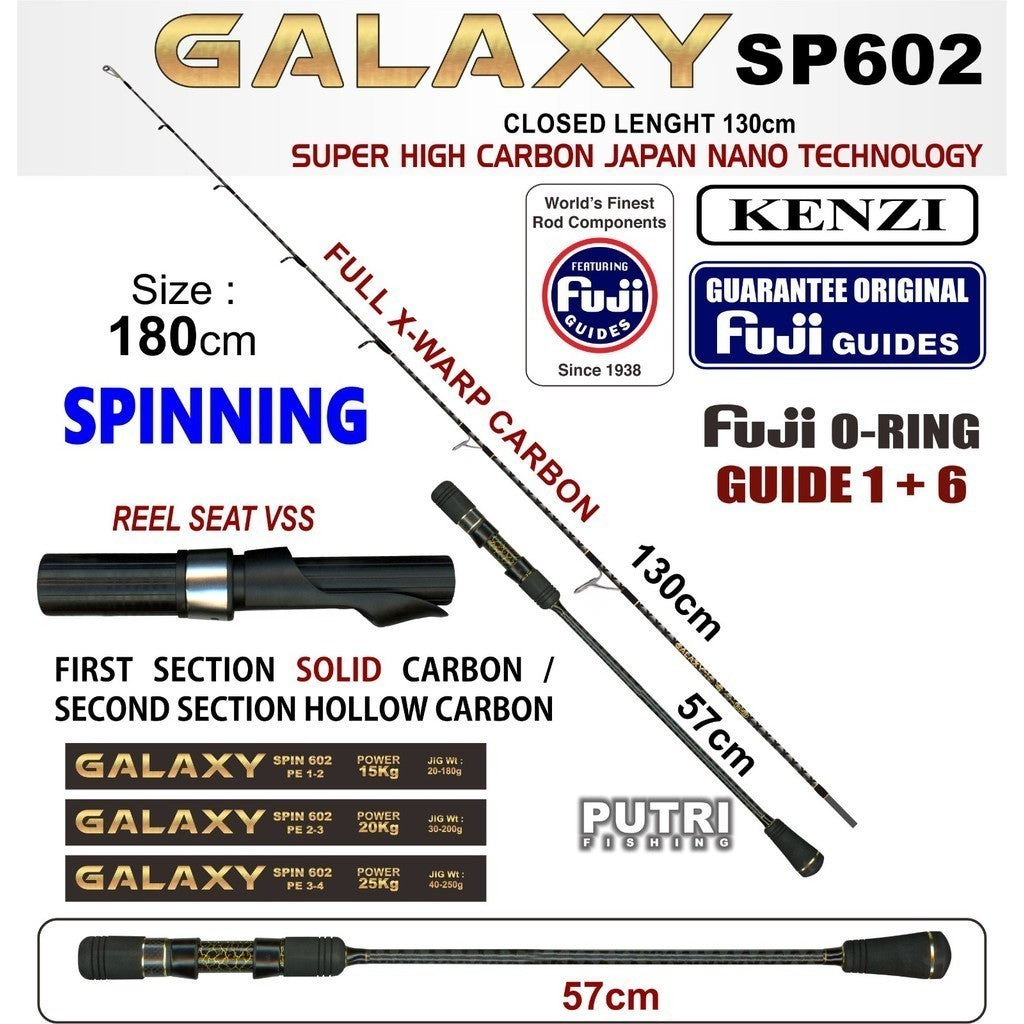 Joran Kenzi GALAXY SP602 Spinning Nano Carbon Japan Technology Fuji Guides Full X Warp Carbon Power Up To 25Kg