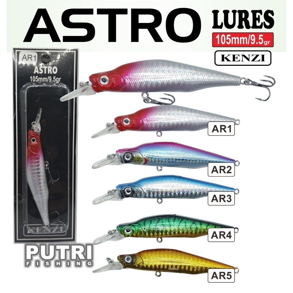 KENZI ASTRO  105mm 9.2gr - Umpan Pancing MINNOW FLOATING Lure Mancing Tiruan Ikan Air Laut & Tawar Hard Bait