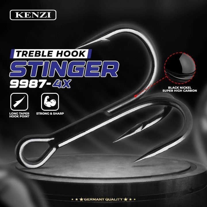 MATA KAIL KENZI STINGER TREBLE HOOK 9987-4x BLACK NICKEL
