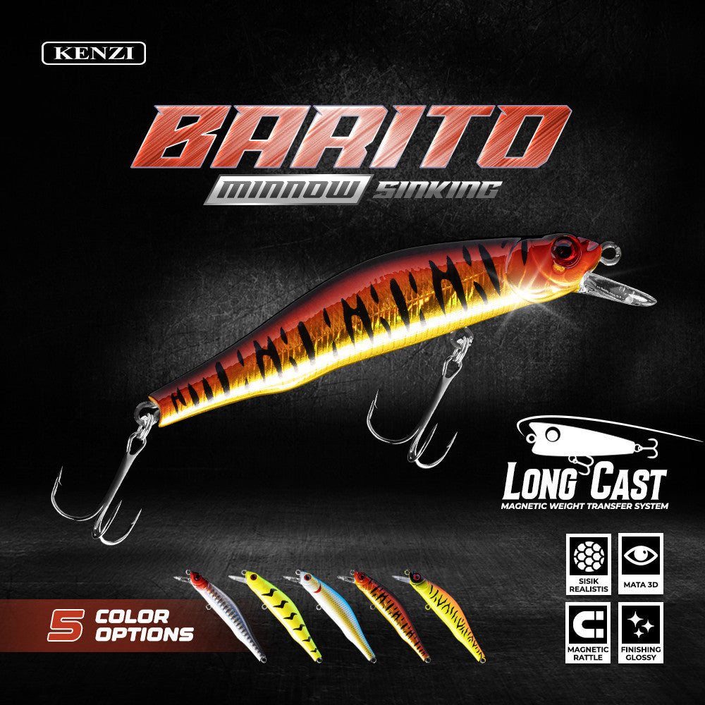 Umpan Pancing KENZI BARITO 80mm - Japan Technology Magnetic Weight Transfer Lure Sinking