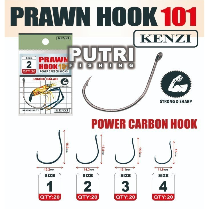 MATA KAIL KENZI PRAWN RING HOOK 101 POWER CARBON EXTREMELY STRONG AND SHARP