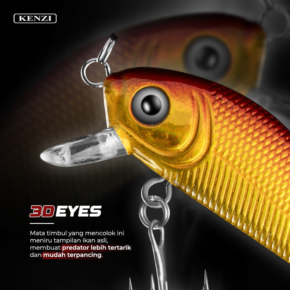 KENZI MURIA 45mm 3.4gr - Umpan Pancing Lure Mancing Tiruan Ikan Air Laut & Tawar Hard Bait
