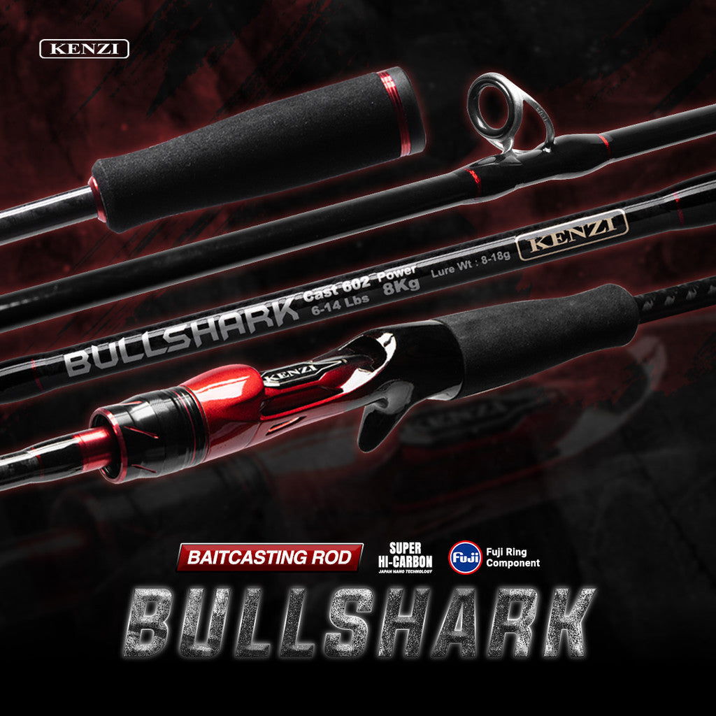 KENZI BULLSHARK 602 Hollow Carbon 6-14lbs 7-15lbs 8-17lbs 10-20lbs Baitcasting - Joran Stik Pancing