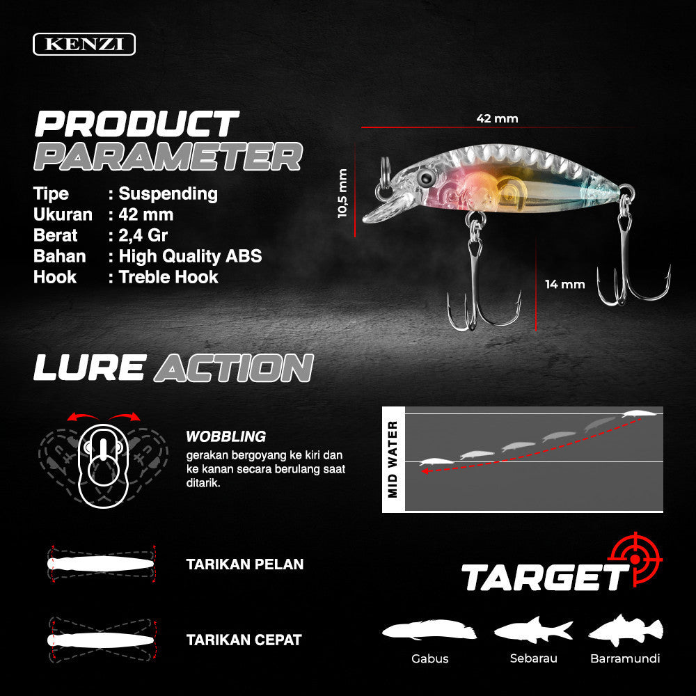 KENZI TAKOY 4.2CM 2.4GR - Umpan Pancing Lure Mancing Tiruan Ikan Air Laut & Tawar Hard Bait